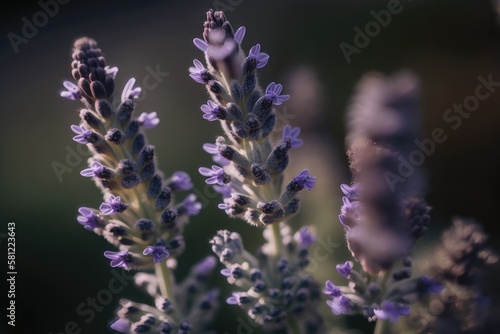?lose up shot of lavender flowers. AI generated