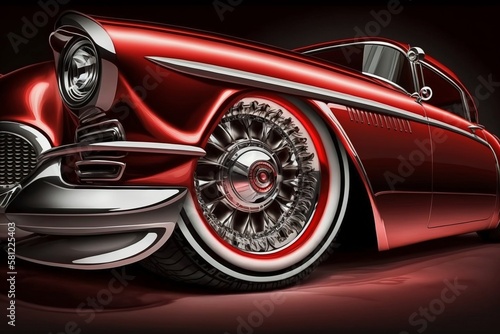 Red Classic Car, Generative AI © davello