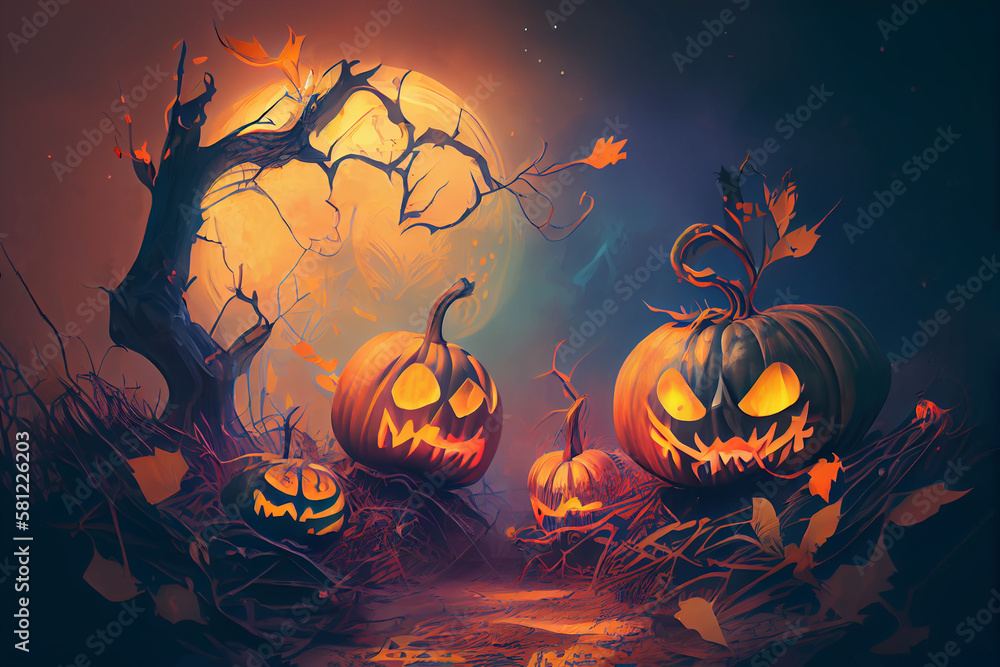 Artistic painting concept of Halloween background.