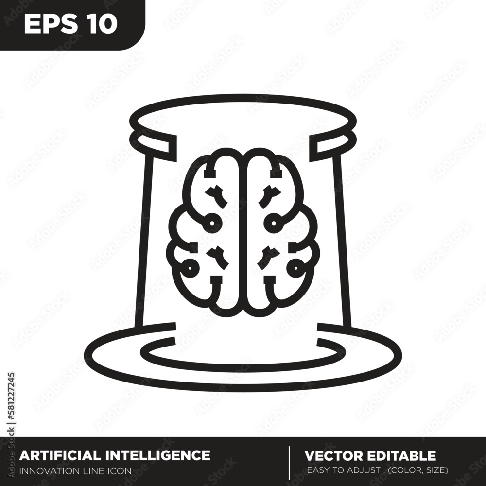 Artificial intelligence. Portal future technology outline icon. Editable vector Artificial intelligence. Portal future technology outline icon. Editable vector