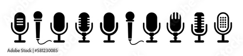Microphone icons set. vector