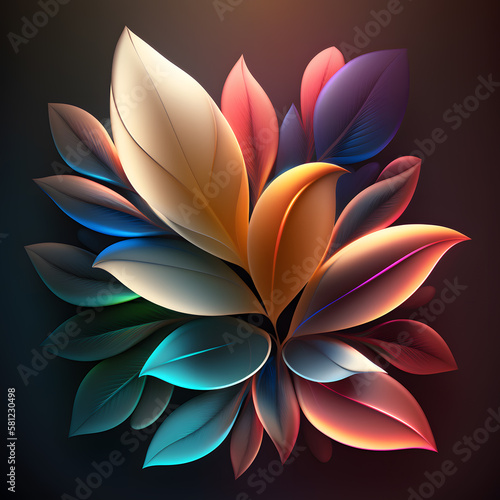 3d render  abstract background with fractal flower petals.. Generative AI technology.