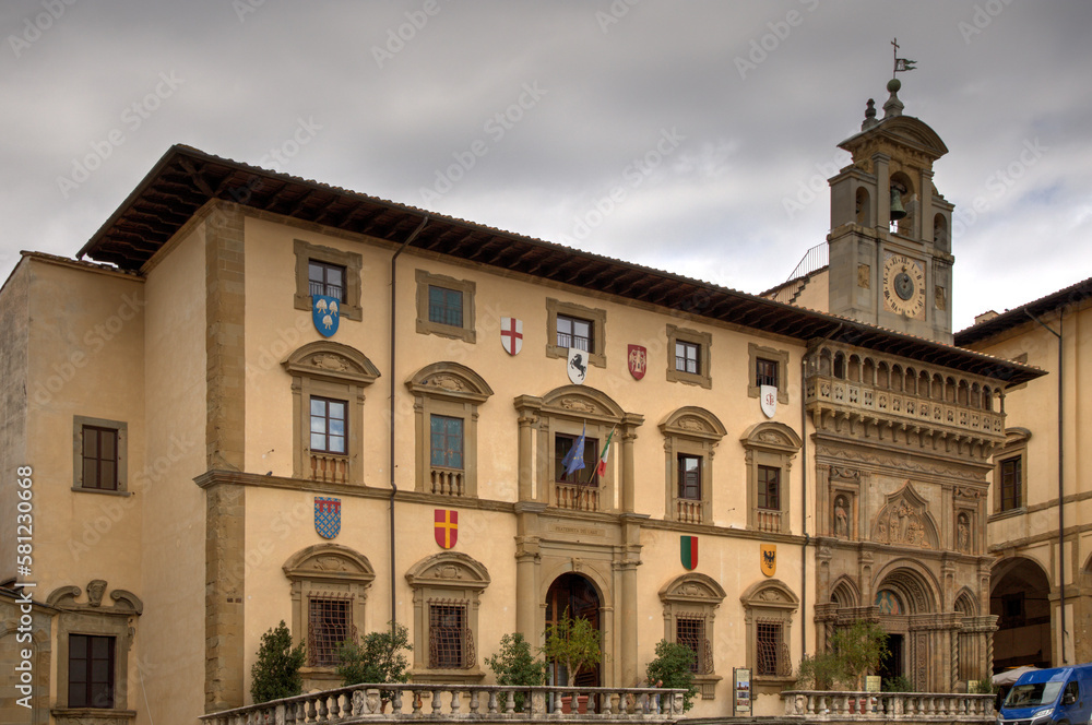 Official building in the Piazza Grande, in Arezzo, Tuscany, Italy