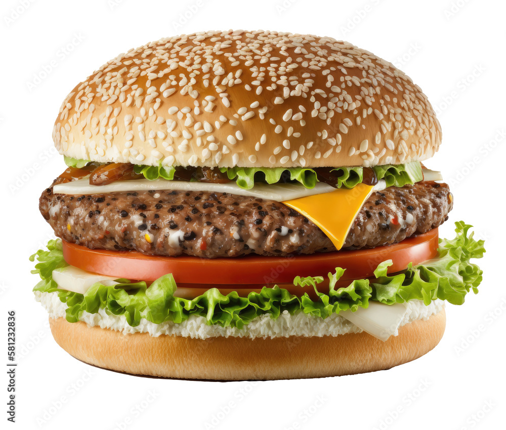 Tasty Fresh Burger. Illustration AI Generative Tasty Fresh Burger. Illustration AI Generative