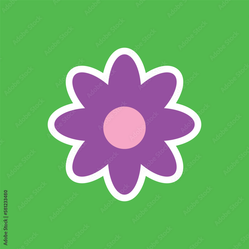 modern playful Y2K flower. Hippie trendy flower card modern playful Y2K flower. Hippie trendy flower card