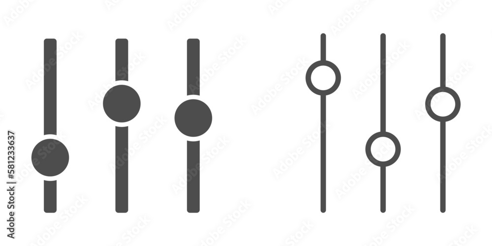 Music line adjustment vector icons set