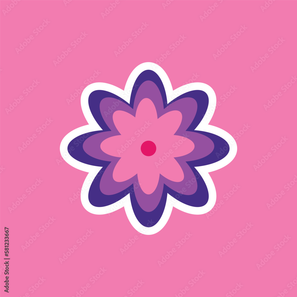 modern playful Y2K flower. Hippie trendy flower card