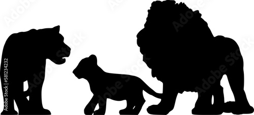 Silhouette: Löwenfamilie