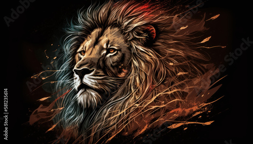 lion tiger head animal zoo illustration Generative AI  Generativ  KI 