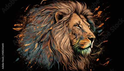 lion tiger head animal zoo illustration Generative AI, Generativ, KI