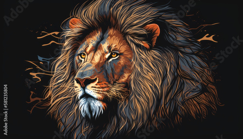 lion tiger head animal zoo illustration Generative AI  Generativ  KI