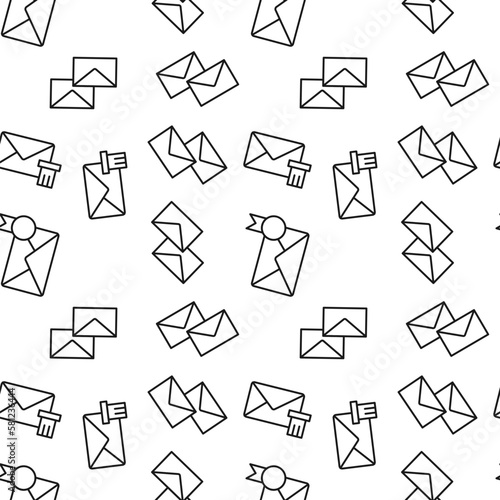 Seamless vector repeating pattern of envelop with mark and delete sign made of line icons for polygraphy and websites