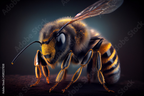 Close up of a bee. Generative Ai © andranik123