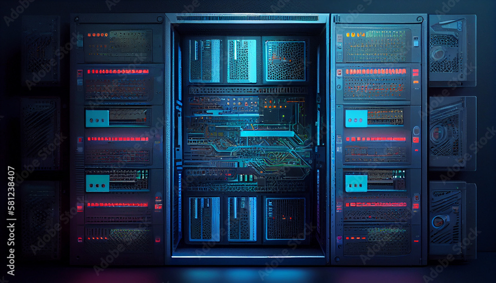Powerful Data Center. Servers. Generative Ai Powerful Data Center. Servers. Generative Ai