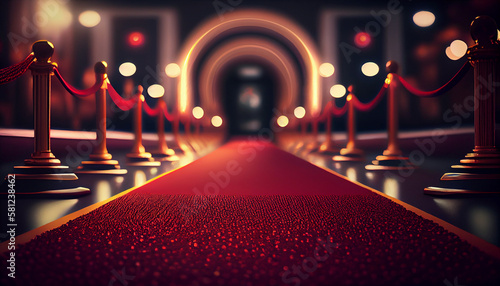 Red carpet leading to the entrance. Generative Ai