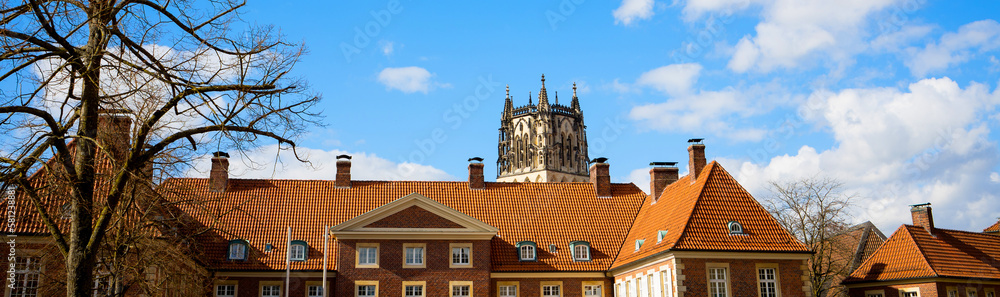 Muenster historic cityscape in germany panorama