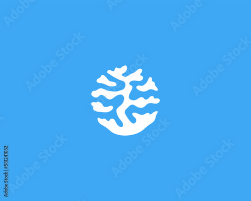 Tree logo. Bonsai symbol. Creative garden icon. Park forest sign. Vector illustration.