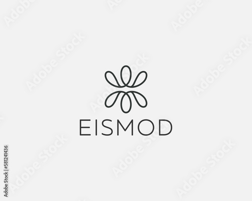 Linear shell logo design. Creative seafood spa logotype. Vector illustration.