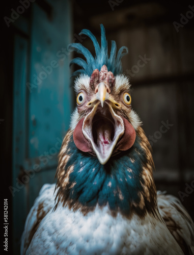 Chicken with a shocked expression-Generative AI