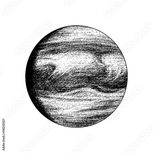  Venus Planet. Astronomical galaxy space. Engraved hand drawn in old sketch, vintage style for label.