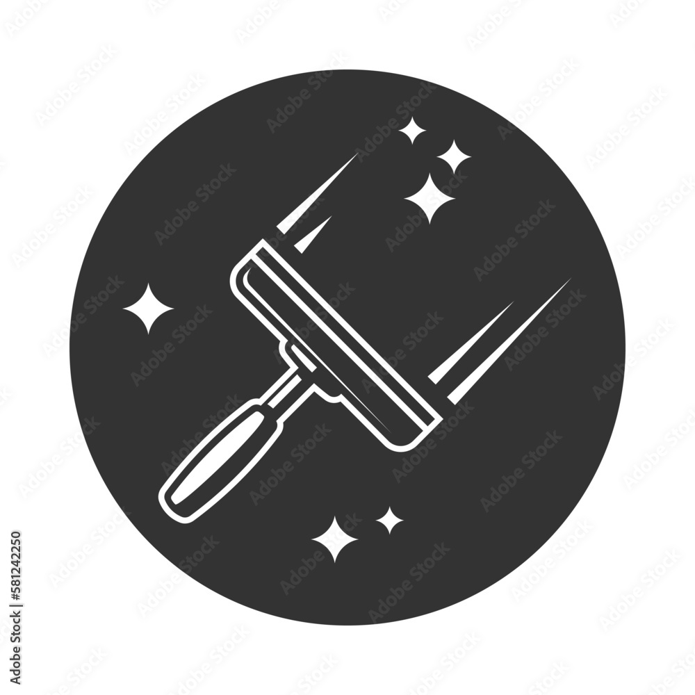 Glossy shiny and mop silhouette isolated on white background. Cleaning concept. Vector illustration Glossy shiny and mop silhouette isolated on white background. Cleaning concept. Vector illustration