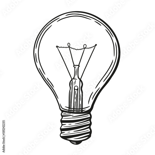 Sketch light bulb isolated on white background. Vector illustration