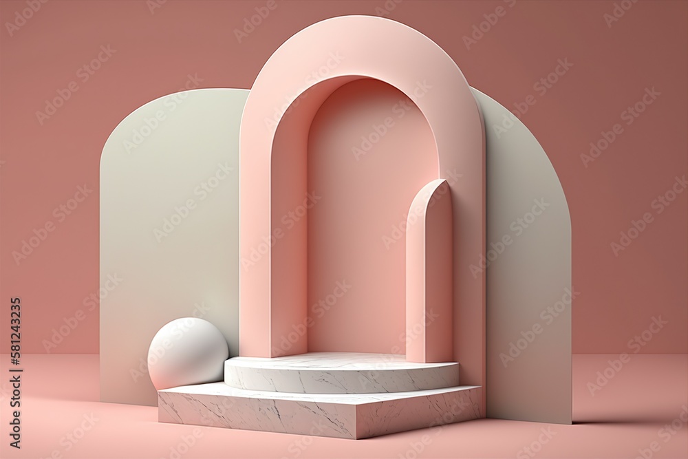 Mock up Podium Empty Abstract minimalistic pink trendy background for product presentation. AI generative Mock up Podium Empty Abstract minimalistic pink trendy background for product presentation. AI generative
