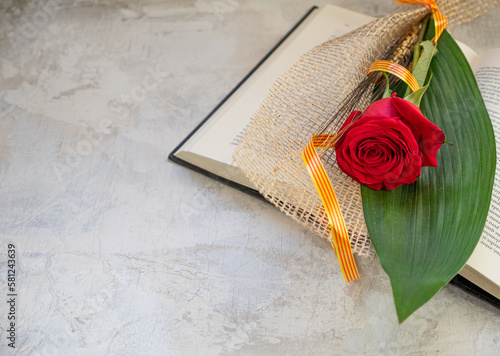 Rose and Book, traditional gift for Sant Jordi, the Saint Georges Day. It is Catalunya's version of Valentine's day