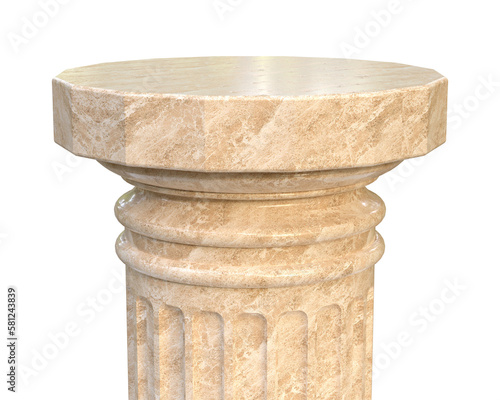 Canvastavla Brown marble column pedestal isolated on transparent background