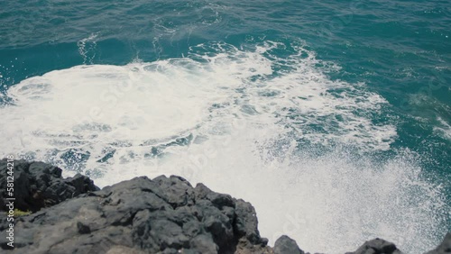 Rocky shore in the ocean. photo