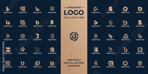 Collection of letter B logo design template.
