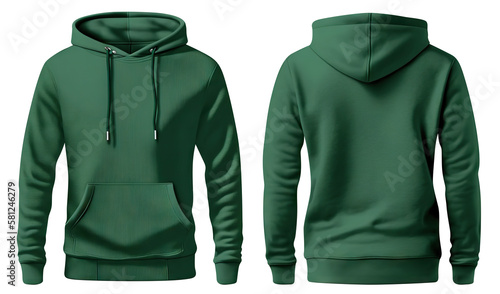 Green hooded sweatshirt mockup set cut out. Based on Generative AI