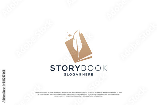 golden book story logo design inspiration