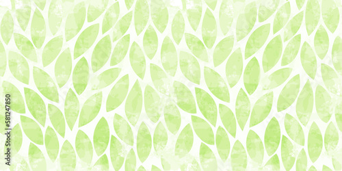 Green leaves seamless vector pattern. Watercolor tea leaf background, textured jungle print.