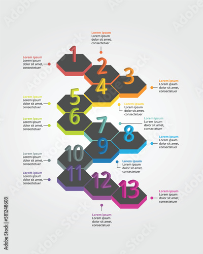 timeline with number template for infographic presentation template with 13 element for banner