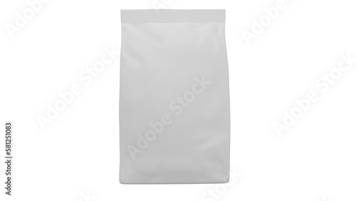 White paper blank package bag for food isolated on transparent background. Minimal concept. 3D render