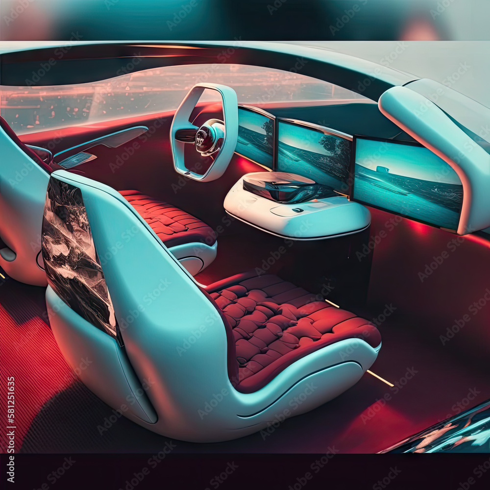 Modern Futuristic Car Interior Design with Advanced Automotive Features