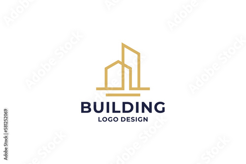 Line art building logo design inspiration.