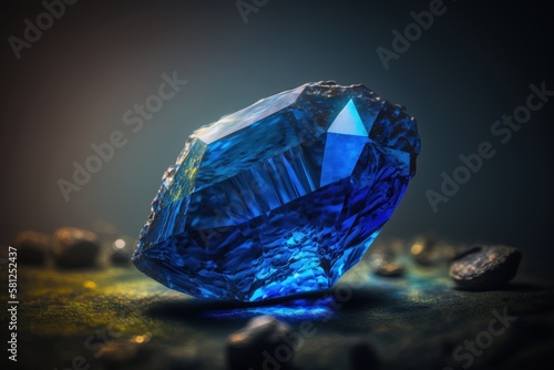 Sapphire close up, blue gem, Generative AI
