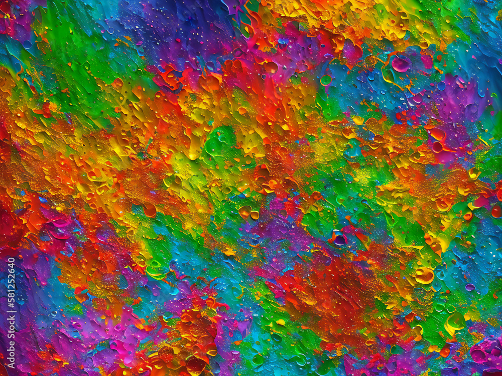 Endless possibilities in the form of colorful stains, splashes and blobs on canvas. Expression, art, innovation concept created with generative AI.