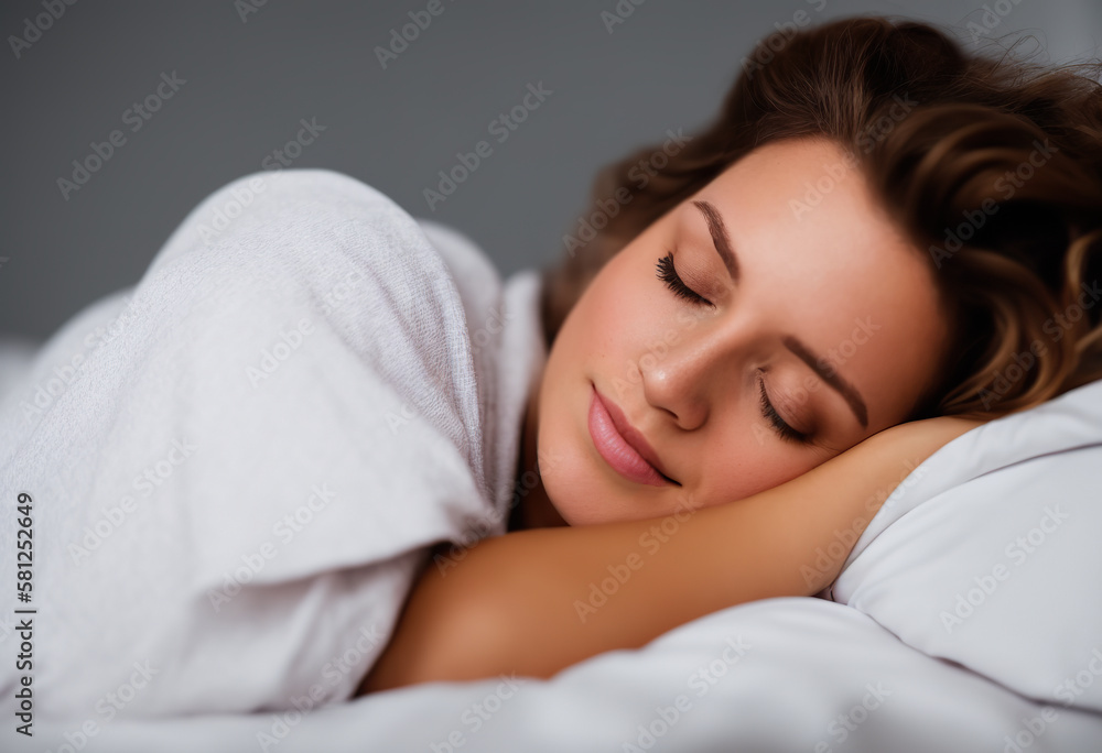 Young woman sleeping well in bed. rest, good night, sleep concept. Young woman sleeping well in bed. rest, good night, sleep concept.