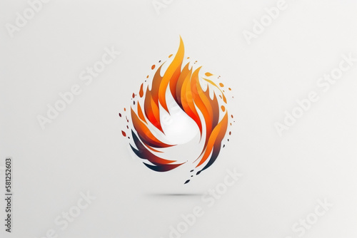 Minimalist abstract logo fire white backgroud photo