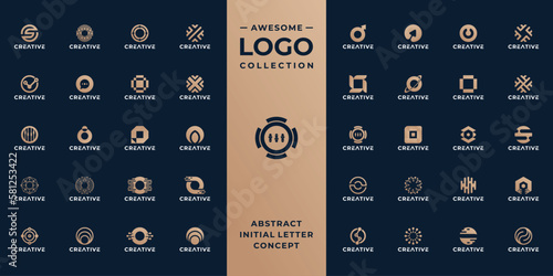 Abstract symbol letter O logo design collection.