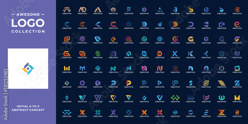 Collection of minimalist initial letter a to z logo design