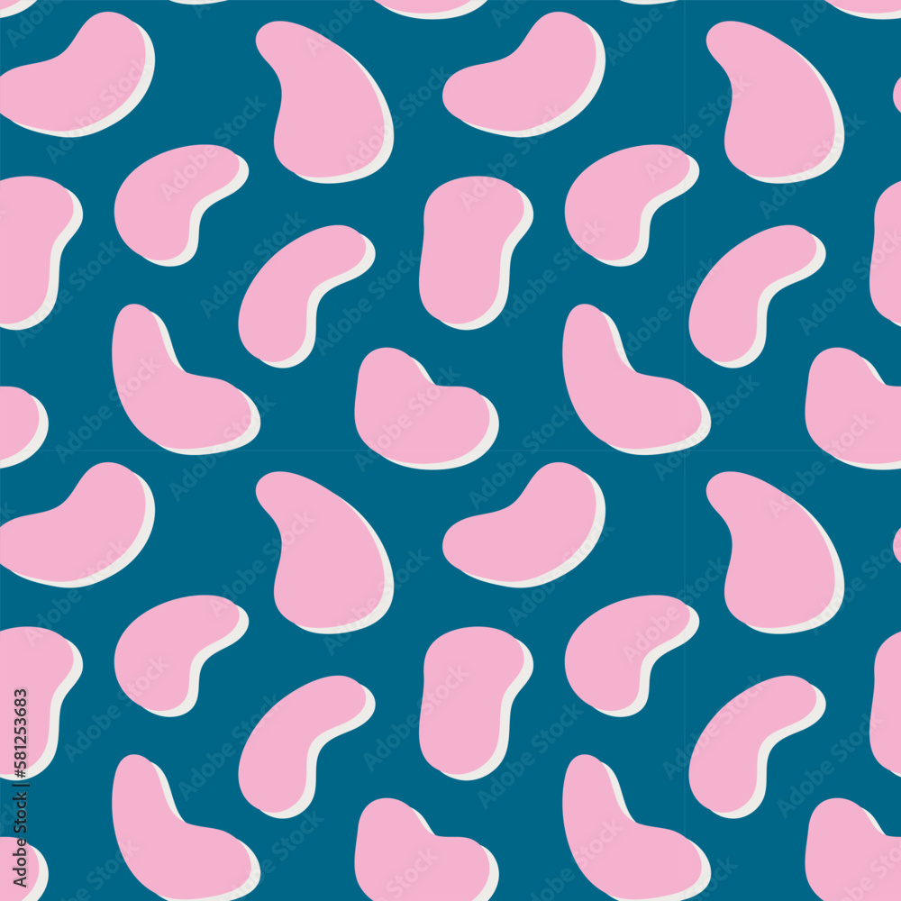 Abstract blob seamless pattern in pink, blue and white colors. Vector artistic background with hand drawn organic shapes. Liquid irregular figures. Print for surface wrapping, fabric design, textile Abstract blob seamless pattern in pink, blue and white colors. Vector artistic background with hand drawn organic shapes. Liquid irregular figures. Print for surface wrapping, fabric design, textile