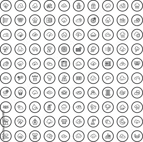 100 air icons set. Outline illustration of 100 air icons vector set isolated on white background