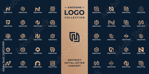 unique initial letter N logo design collection. photo