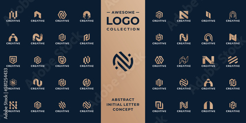 collection of initial letter N logo design template.