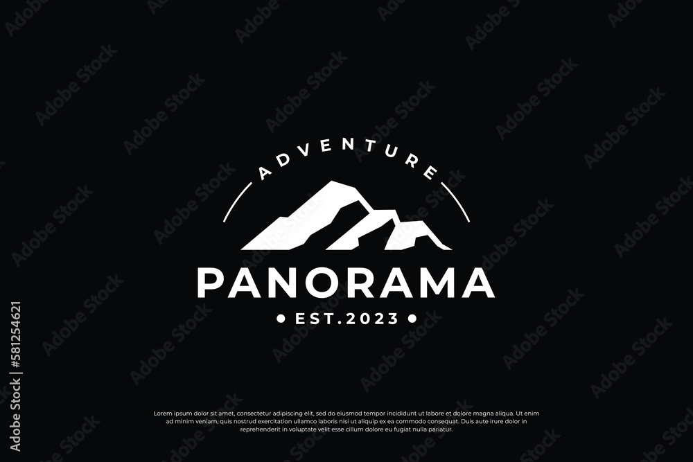 Obraz premium Minimalist panorama logo design. outdoor adventures logo template.