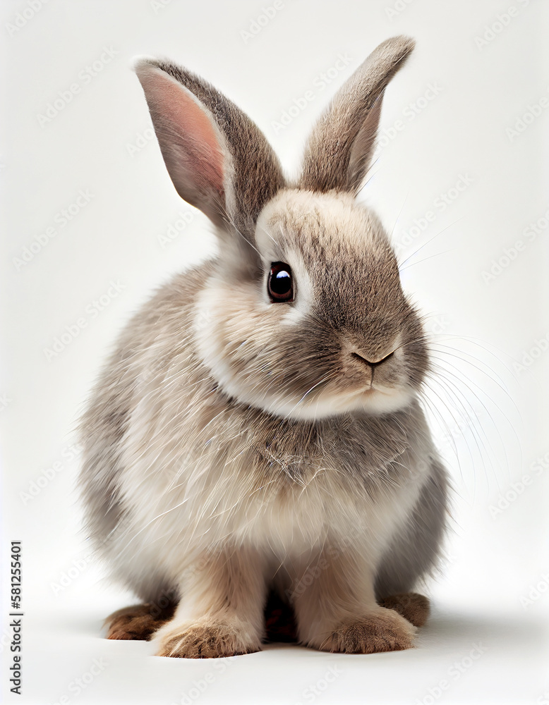 Obraz premium cute bunny on white background, generative ai